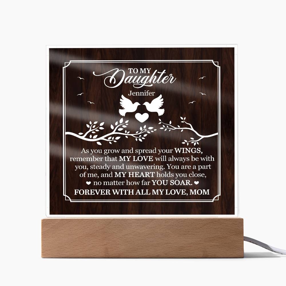 Personalized To My Daughter From Mom My Love Printed Square Shaped Acrylic Plaque-Express Your Love Gifts