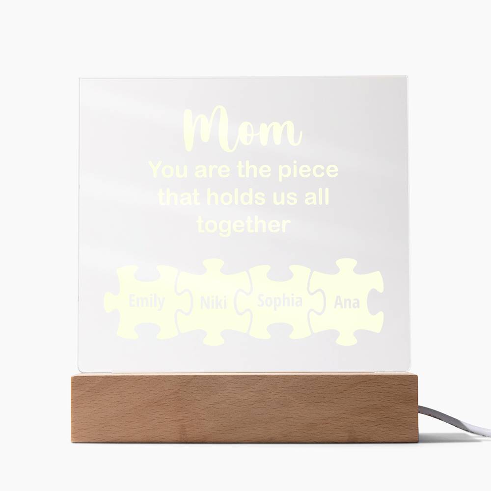 Mom You Are The Piece Printed Square Shaped Acrylic Plaque-Express Your Love Gifts