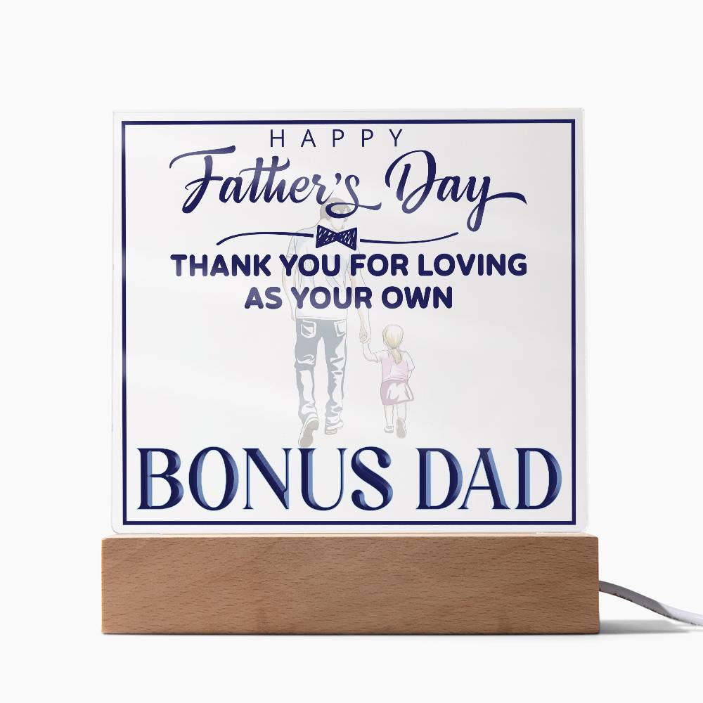 Bonus Dad Thank You For Loving Printed Square Shaped Acrylic Plaque-Express Your Love Gifts