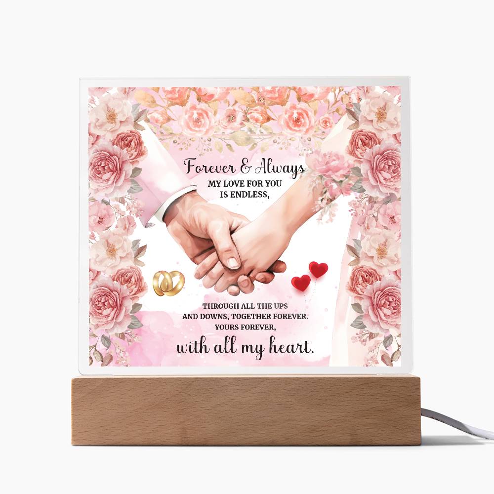 Forever and Always Printed Square Shaped Acrylic Plaque-Express Your Love Gifts