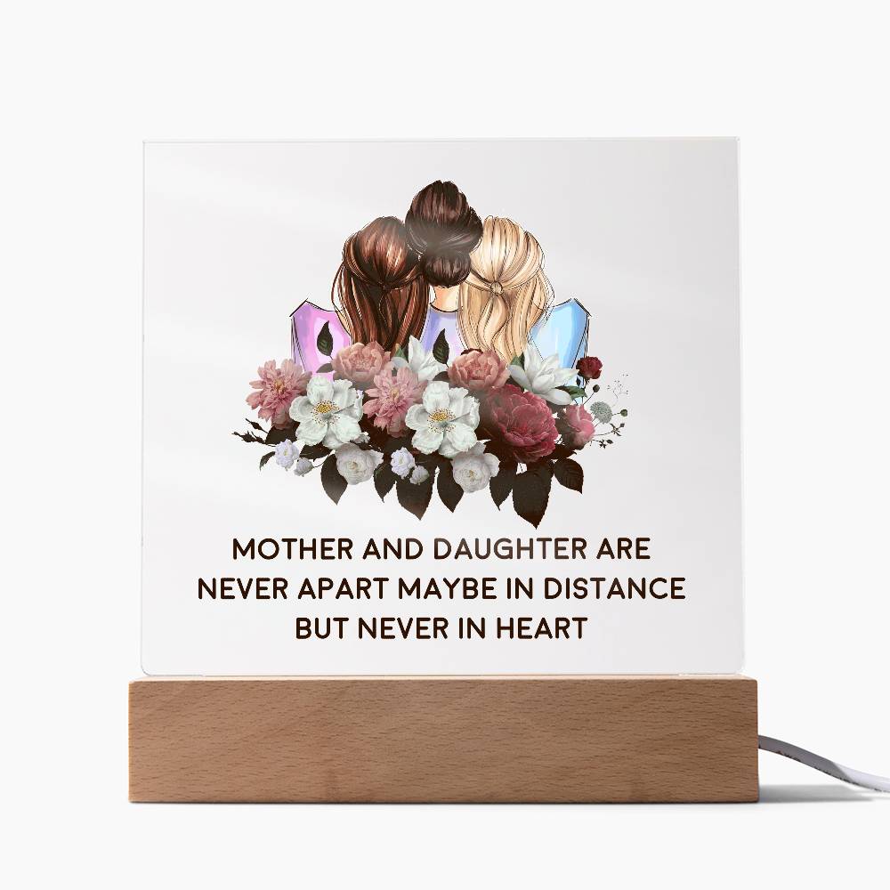 Mother and Daughter Are Never Apart Printed Square Shaped Acrylic Plaque-Express Your Love Gifts