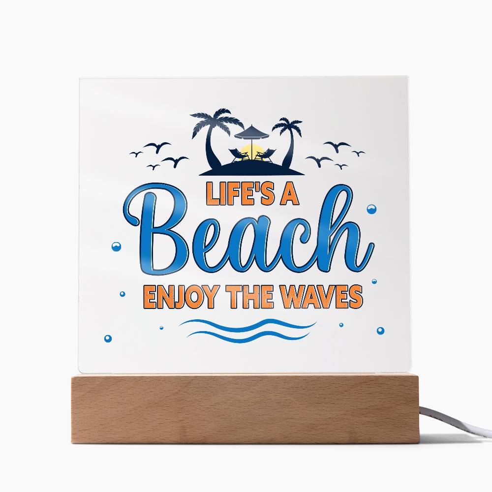 Beach Waves Printed Square Shaped Acrylic Plaque-Express Your Love Gifts