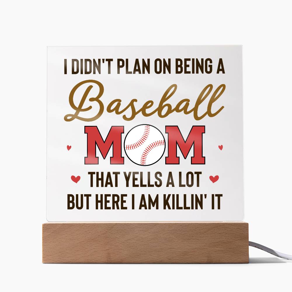 Baseball Mom Yells a Lot Printed Square Shaped Acrylic Plaque-Express Your Love Gifts