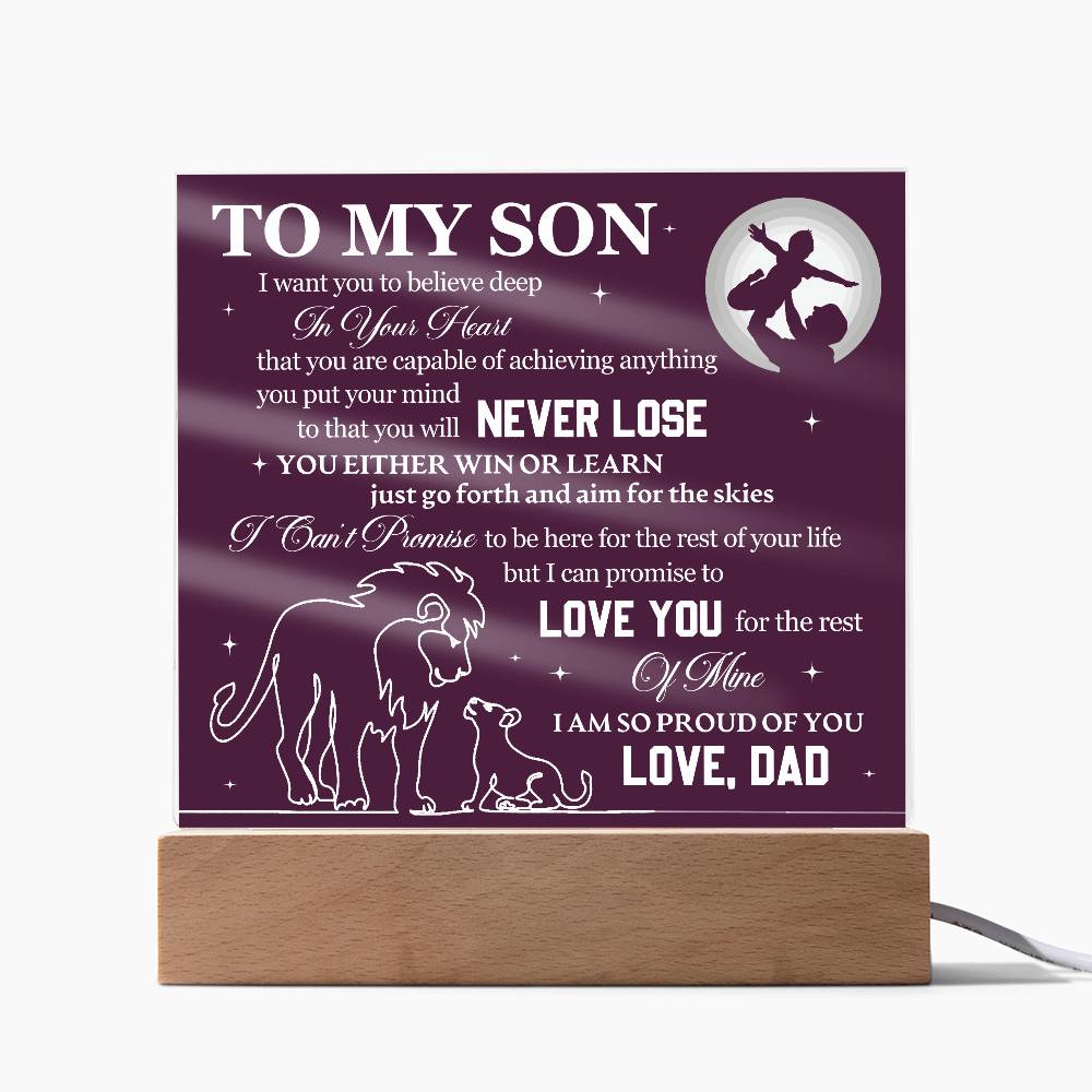 To Son From Dad Never Lose Printed Square Shaped Acrylic Plaque-Express Your Love Gifts