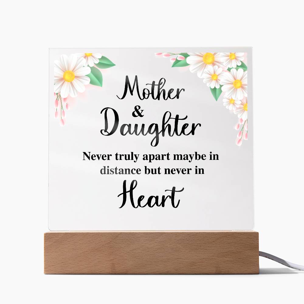 Mother and Daughter Never Truly Apart Printed Square Shaped Acrylic Plaque-Express Your Love Gifts