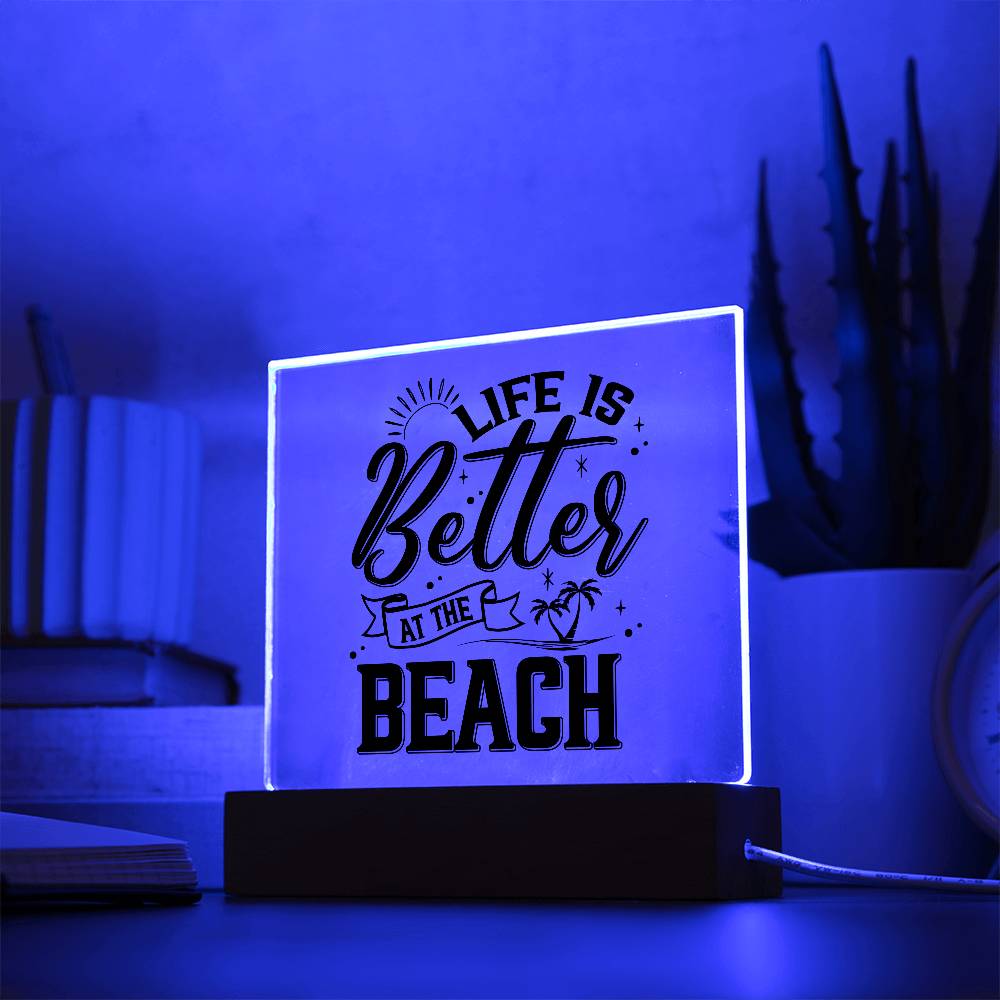 Better at the Beach Printed Square Shaped Acrylic Plaque-Express Your Love Gifts