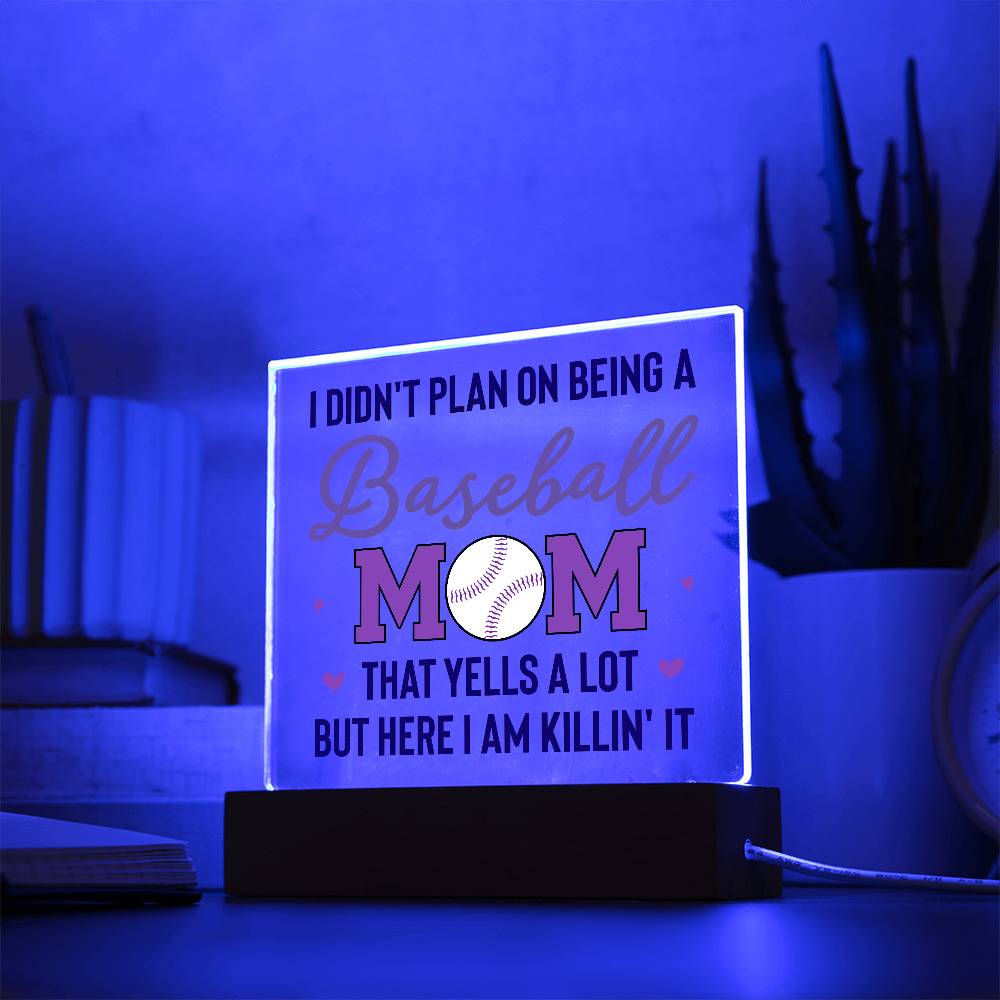 Baseball Mom Yells a Lot Printed Square Shaped Acrylic Plaque-Express Your Love Gifts