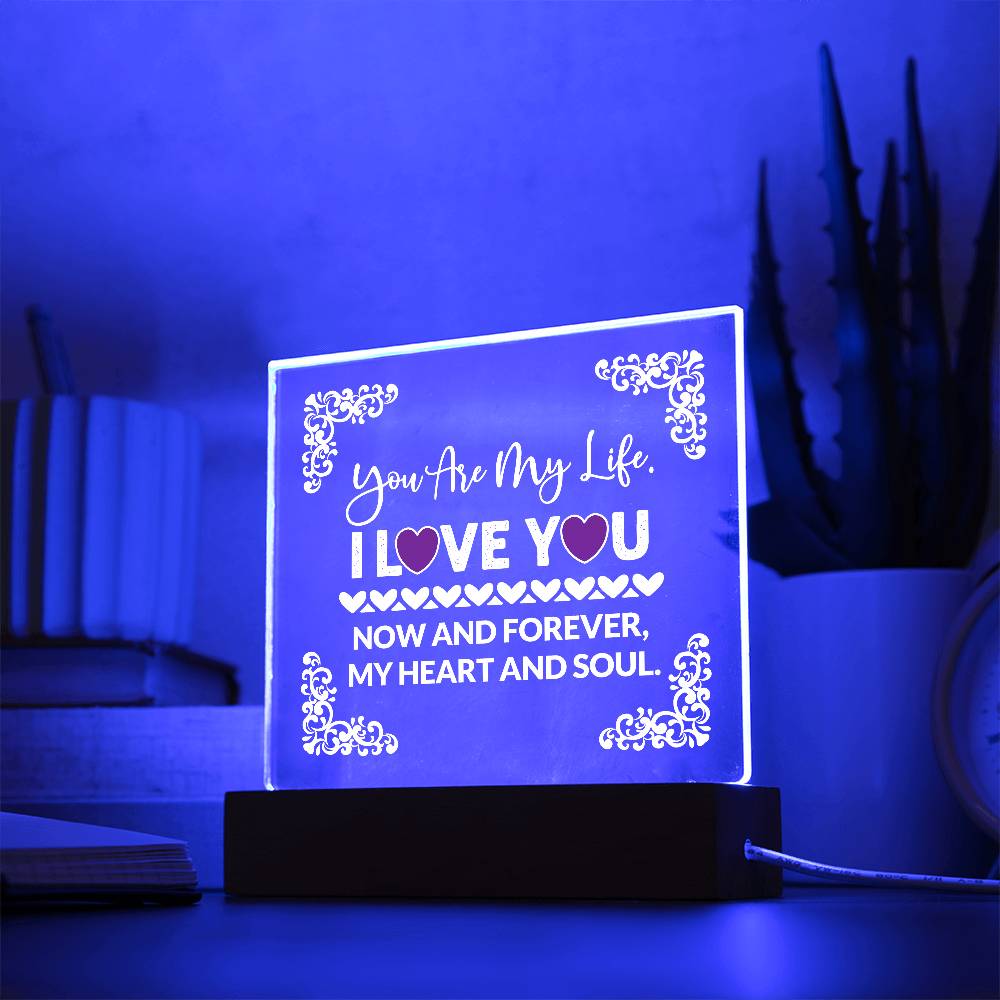 You Are My Life Printed Square Shaped Acrylic Plaque-Express Your Love Gifts