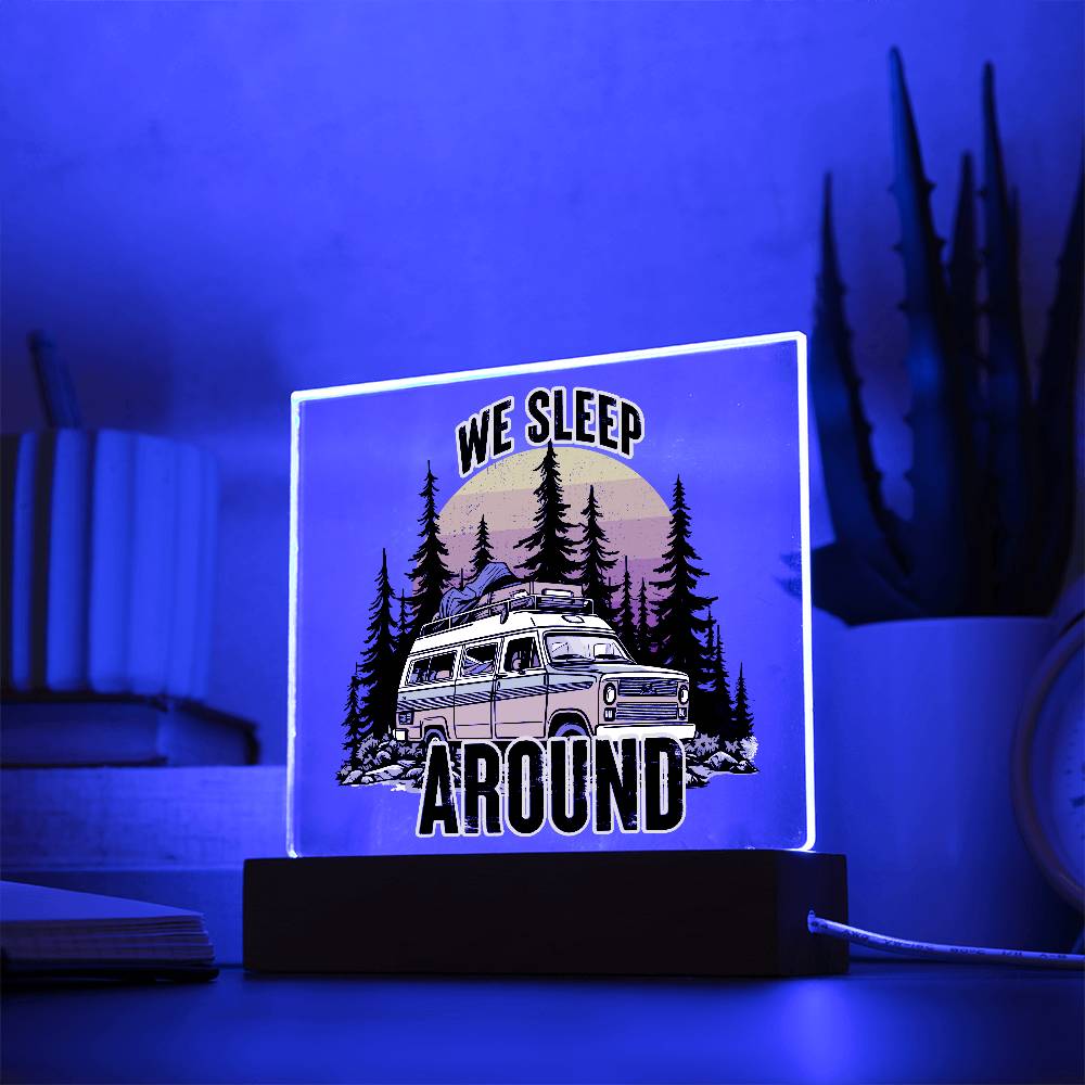 Camping Around Printed Square Shaped Acrylic Plaque-Express Your Love Gifts