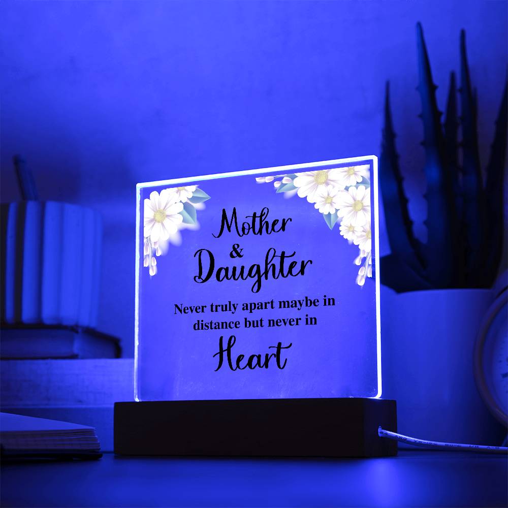 Mother and Daughter Never Truly Apart Printed Square Shaped Acrylic Plaque-Express Your Love Gifts