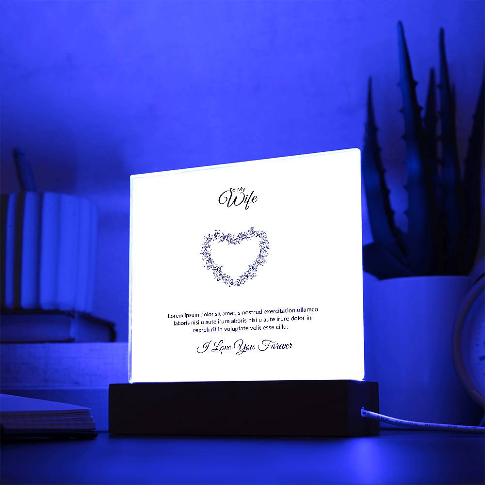 To My Wife Lorem Ipsum Heart Printed Square Shaped Acrylic Plaque-Express Your Love Gifts