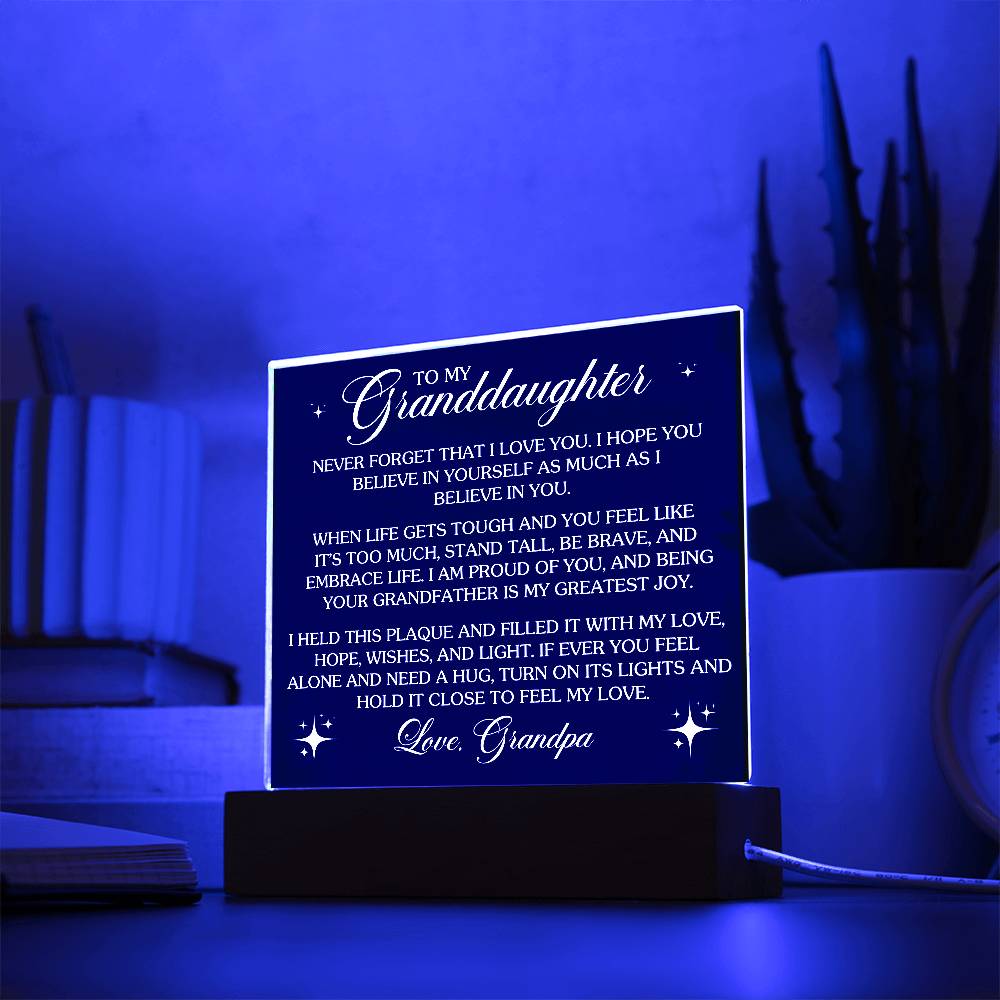 To Granddaughter From Grandpa Never That I Love You Printed Square Shaped Acrylic Plaque-Express Your Love Gifts