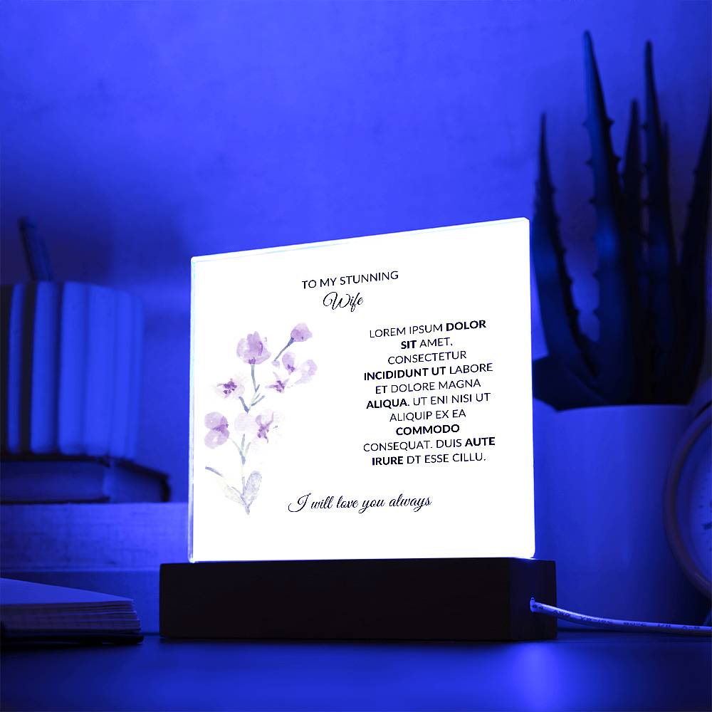 To My Stunning Wife Lorem Ipsum Dolor Printed Square Shaped Acrylic Plaque-Express Your Love Gifts