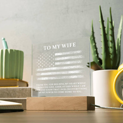 Military Wife Printed Square Shaped Acrylic Plaque-Express Your Love Gifts