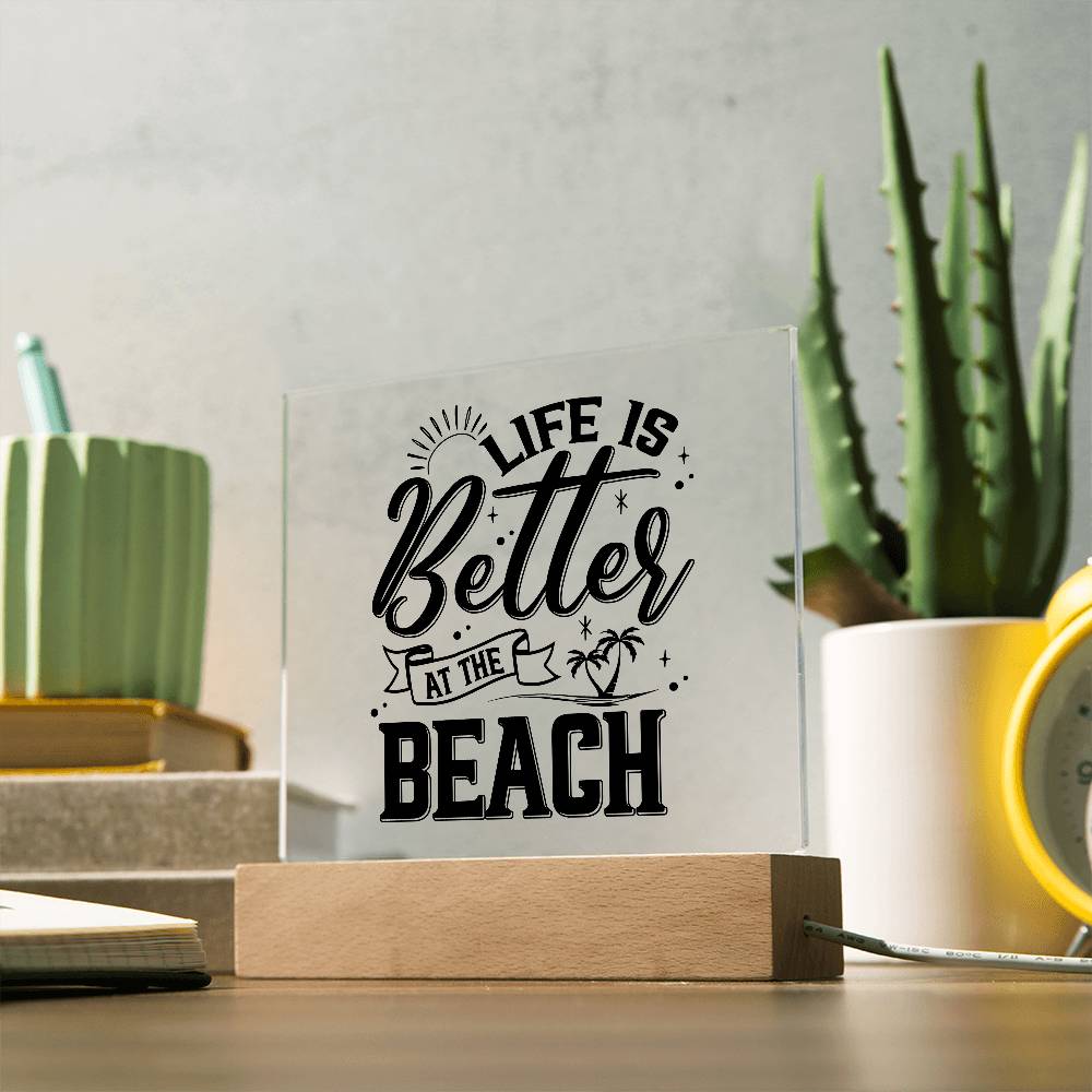 Better at the Beach Printed Square Shaped Acrylic Plaque-Express Your Love Gifts