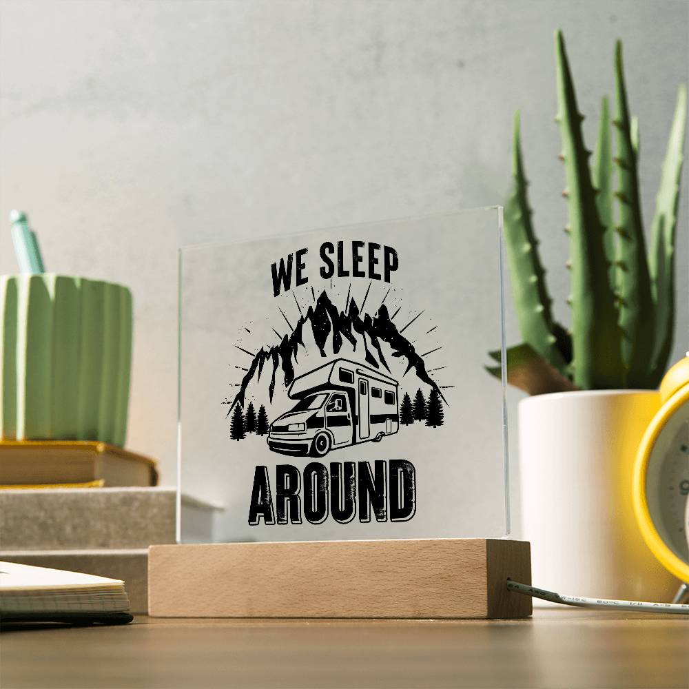 We Sleep Camping Printed Square Shaped Acrylic Plaque-Express Your Love Gifts