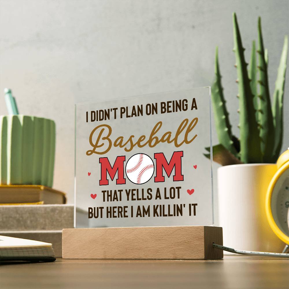 Baseball Mom Yells a Lot Printed Square Shaped Acrylic Plaque-Express Your Love Gifts