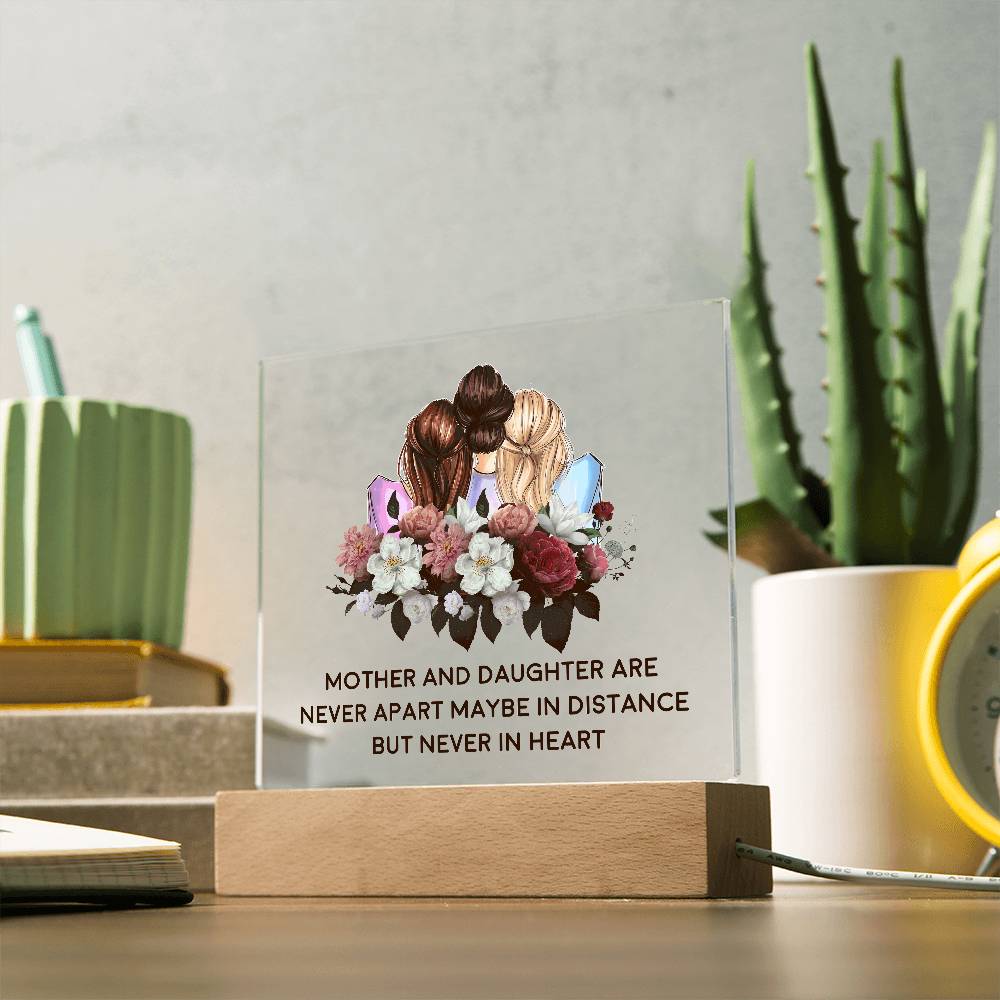 Mother and Daughter Are Never Apart Printed Square Shaped Acrylic Plaque-Express Your Love Gifts