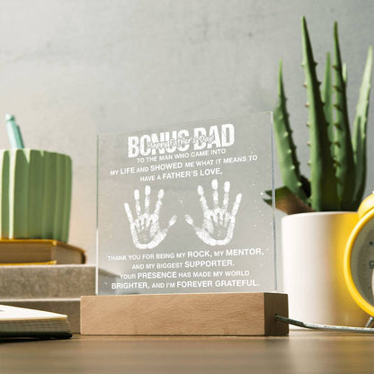 Bonus Dad To The Man Who Came Into Printed Square Shaped Acrylic Plaque-Express Your Love Gifts