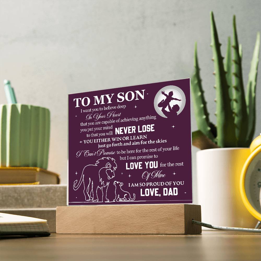 To Son From Dad Never Lose Printed Square Shaped Acrylic Plaque-Express Your Love Gifts