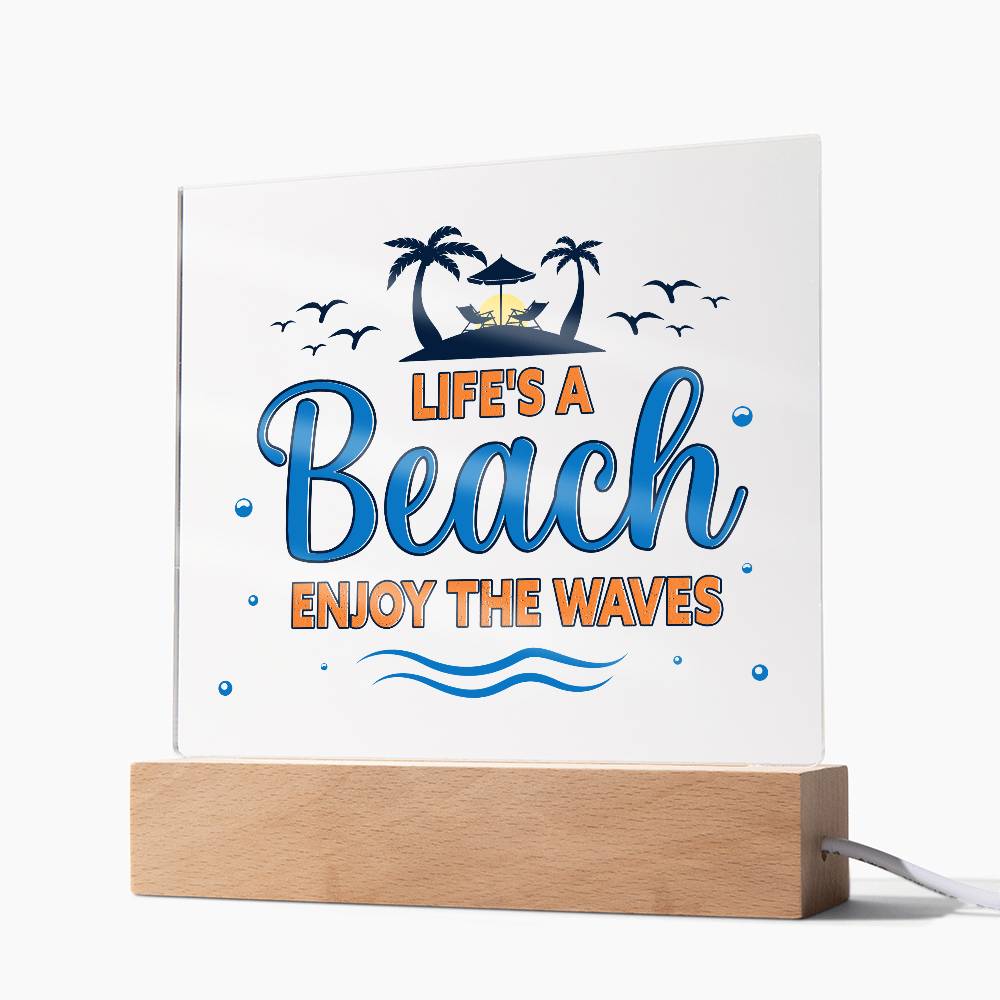 Beach Waves Printed Square Shaped Acrylic Plaque-Express Your Love Gifts