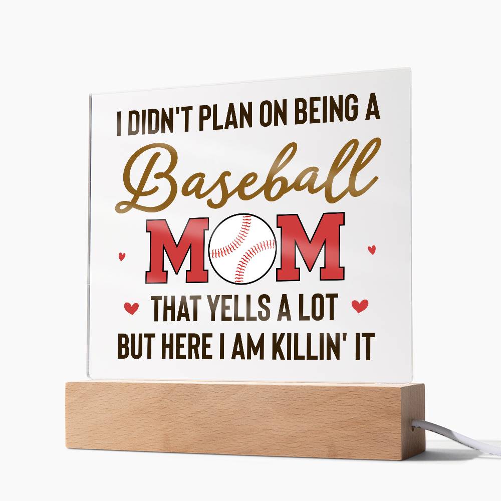 Baseball Mom Yells a Lot Printed Square Shaped Acrylic Plaque-Express Your Love Gifts