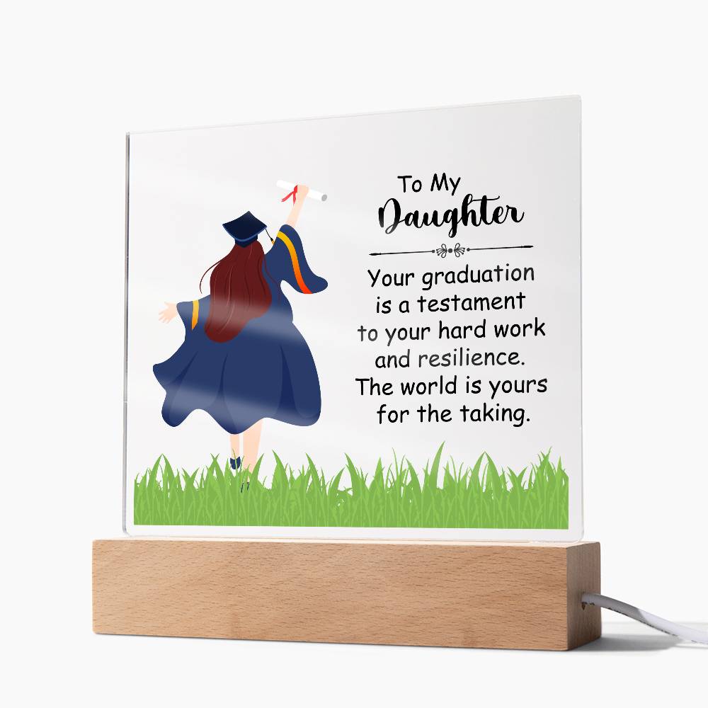 To My Daughter Graduation Testament Printed Square Shaped Acrylic Plaque-Express Your Love Gifts