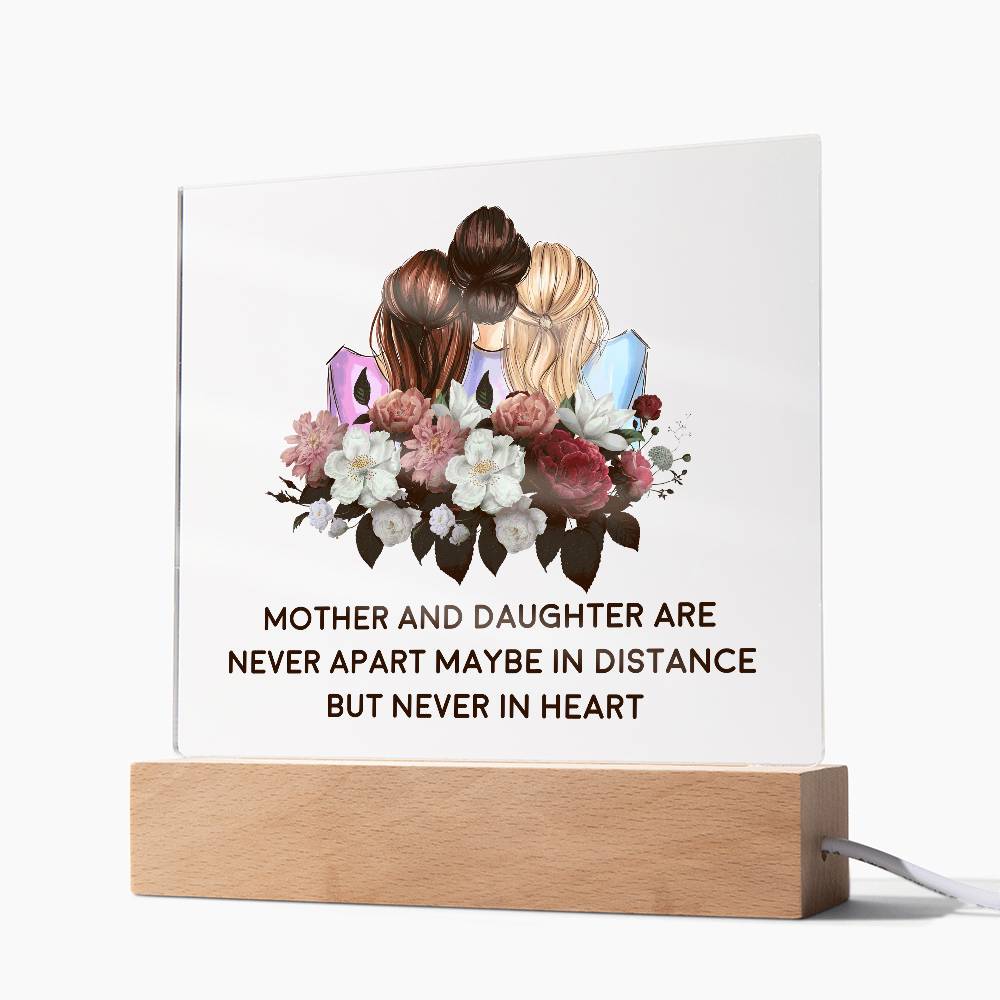 Mother and Daughter Are Never Apart Printed Square Shaped Acrylic Plaque-Express Your Love Gifts