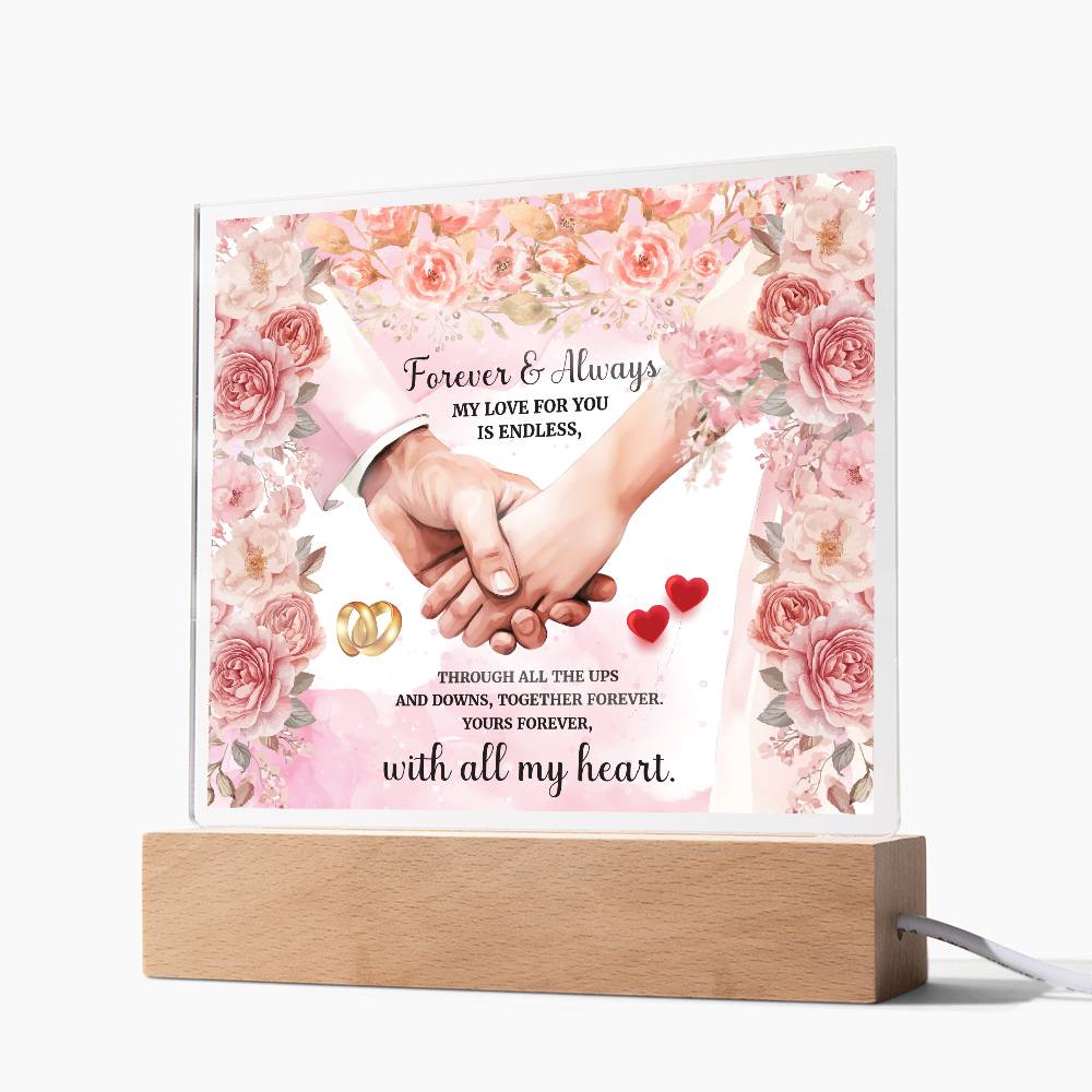 Forever and Always Printed Square Shaped Acrylic Plaque-Express Your Love Gifts