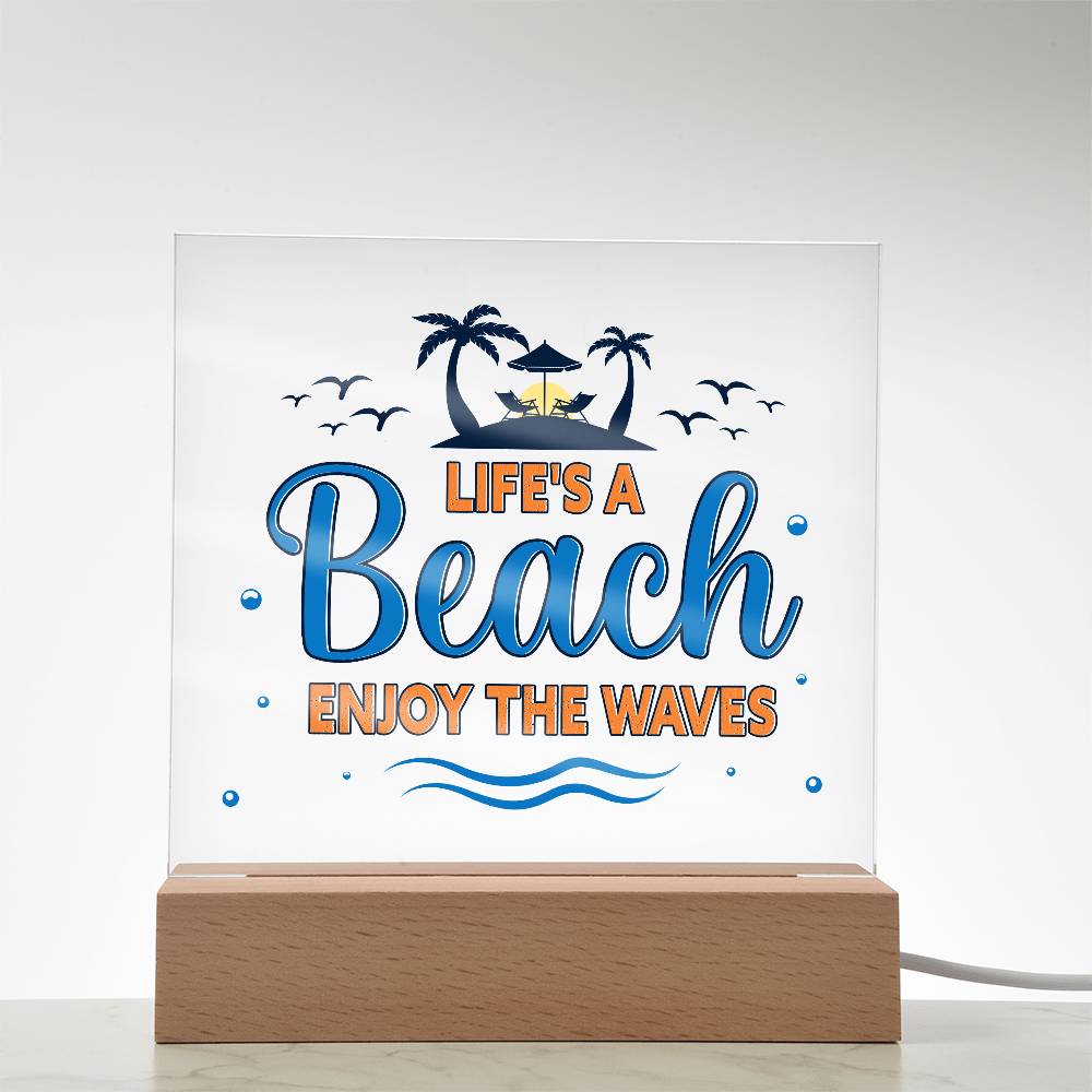 Beach Waves Printed Square Shaped Acrylic Plaque-Express Your Love Gifts