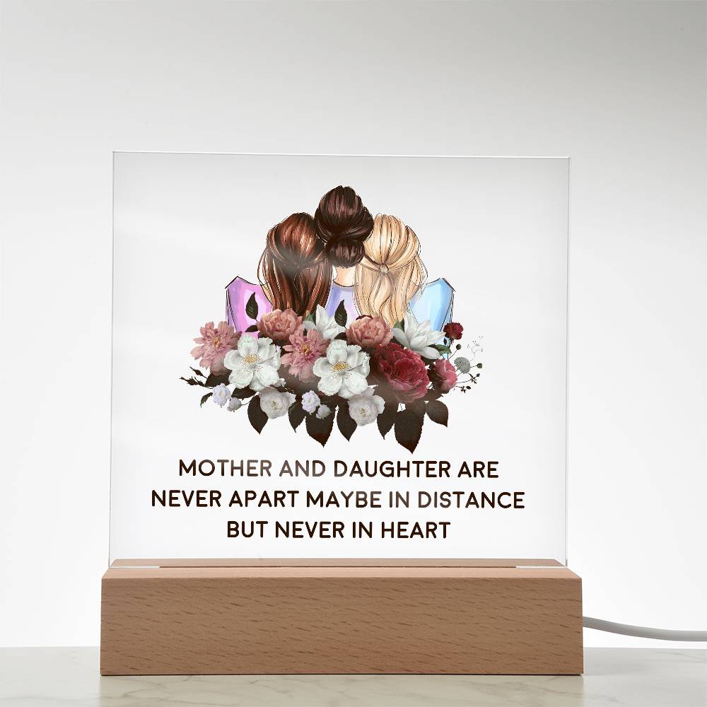 Mother and Daughter Are Never Apart Printed Square Shaped Acrylic Plaque-Express Your Love Gifts