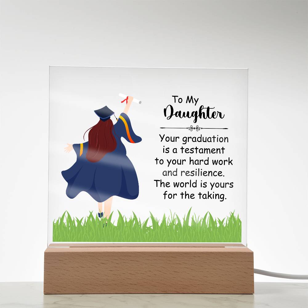 To My Daughter Graduation Testament Printed Square Shaped Acrylic Plaque-Express Your Love Gifts