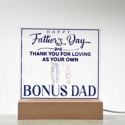 Bonus Dad Thank You For Loving Printed Square Shaped Acrylic Plaque-Express Your Love Gifts