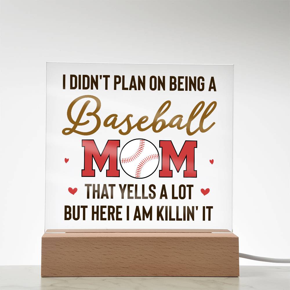 Baseball Mom Yells a Lot Printed Square Shaped Acrylic Plaque-Express Your Love Gifts