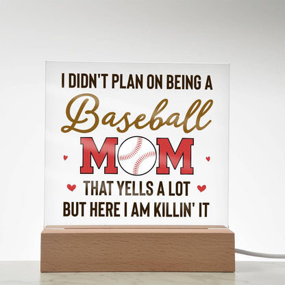 Baseball Mom Yells a Lot Printed Square Shaped Acrylic Plaque-Express Your Love Gifts