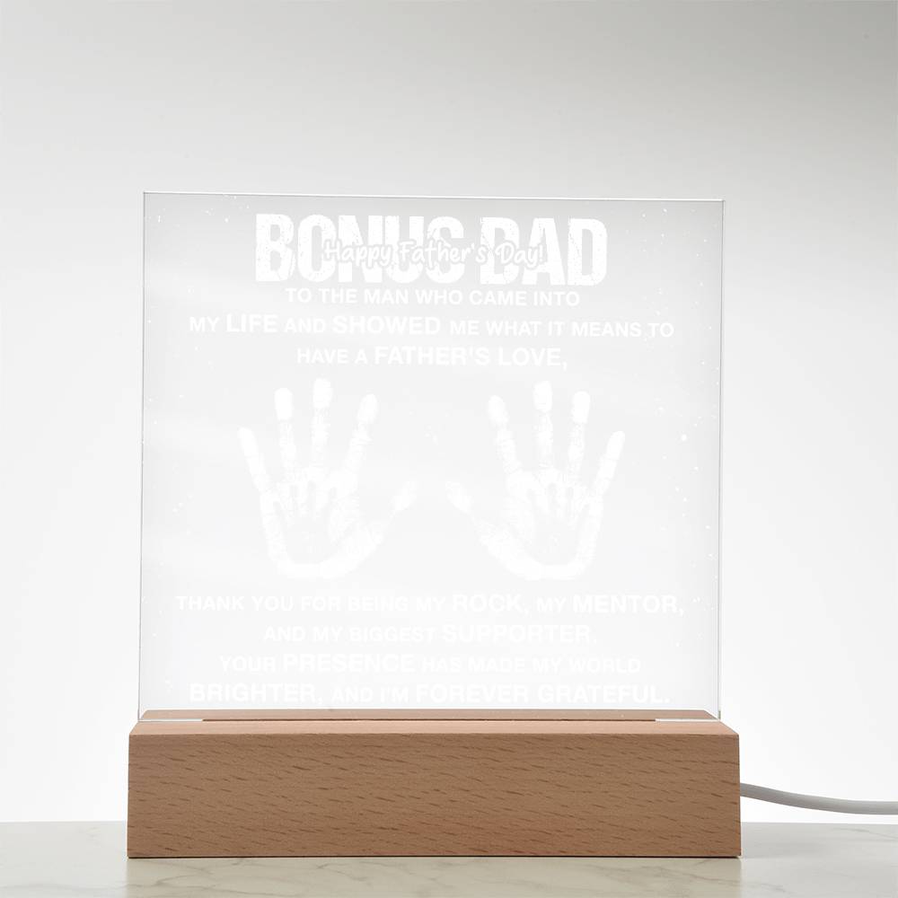 Bonus Dad To The Man Who Came Into Printed Square Shaped Acrylic Plaque-Express Your Love Gifts