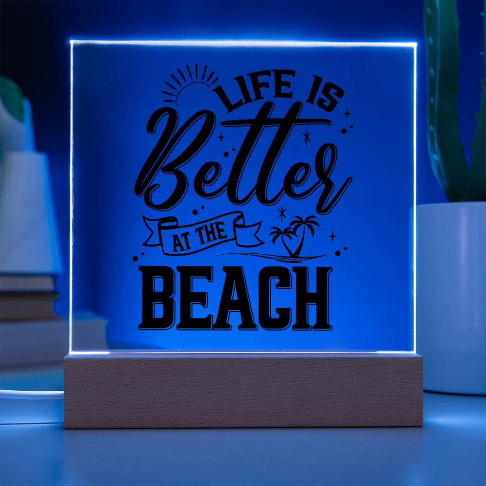 Better at the Beach Printed Square Shaped Acrylic Plaque-Express Your Love Gifts