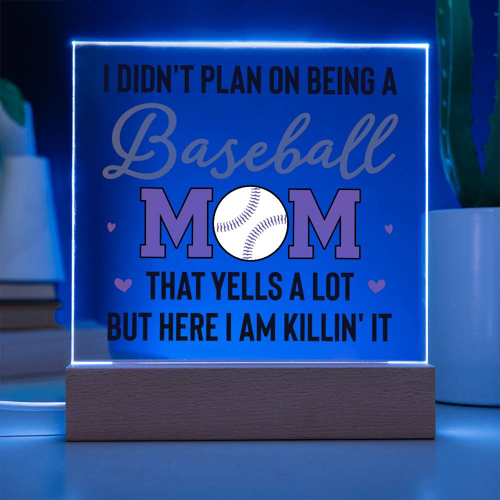 Baseball Mom Yells a Lot Printed Square Shaped Acrylic Plaque-Express Your Love Gifts