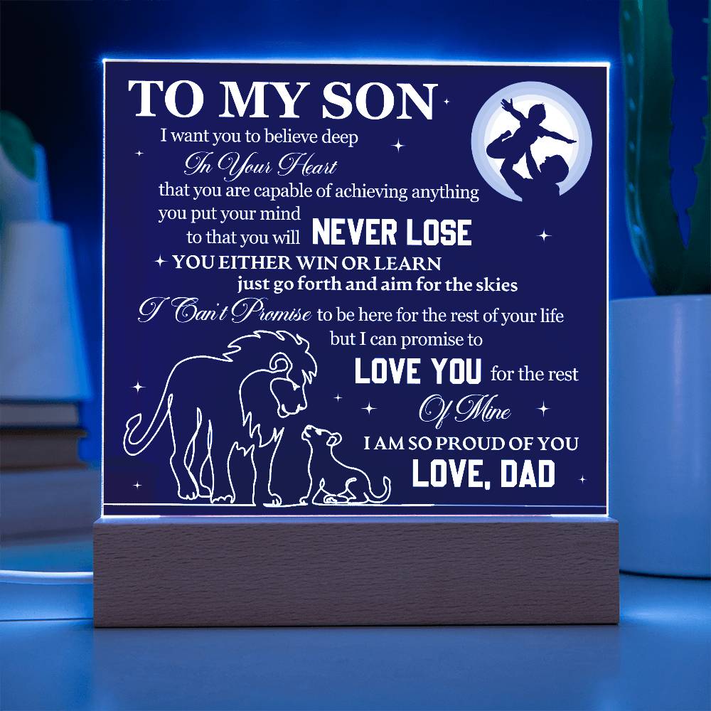 To Son From Dad Never Lose Printed Square Shaped Acrylic Plaque-Express Your Love Gifts