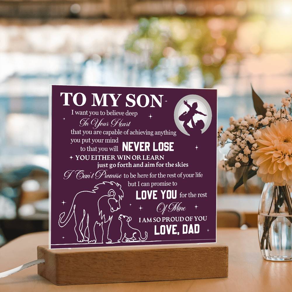 To Son From Dad Never Lose Printed Square Shaped Acrylic Plaque-Express Your Love Gifts