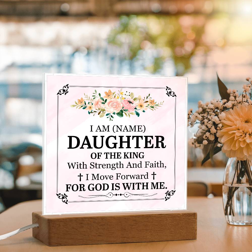 Personalized To My Daughter I Am daughter of the King Printed Square Shaped Acrylic Plaque-Express Your Love Gifts