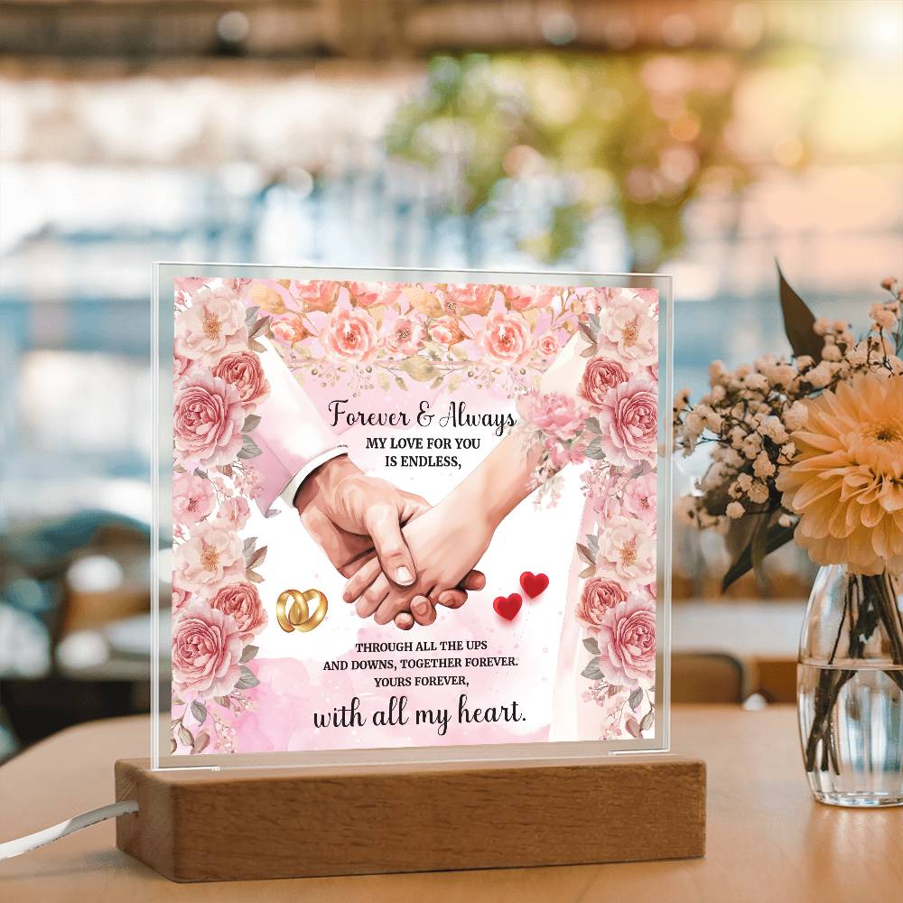 Forever and Always Printed Square Shaped Acrylic Plaque-Express Your Love Gifts