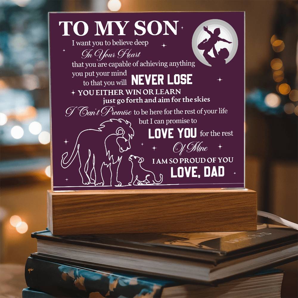 To Son From Dad Never Lose Printed Square Shaped Acrylic Plaque-Express Your Love Gifts