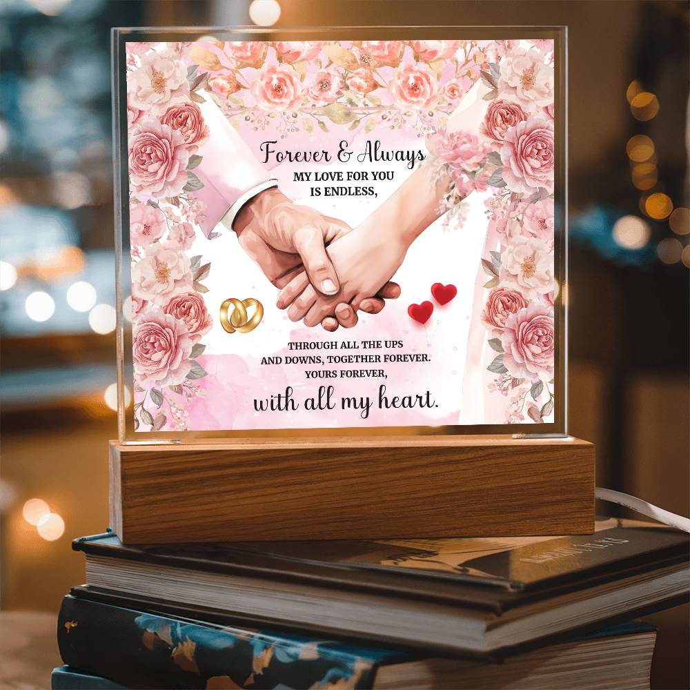 Forever and Always Printed Square Shaped Acrylic Plaque-Express Your Love Gifts