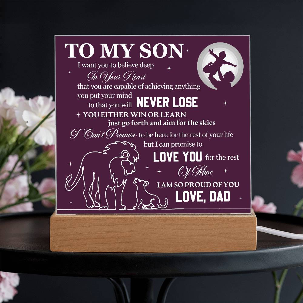 To Son From Dad Never Lose Printed Square Shaped Acrylic Plaque-Express Your Love Gifts