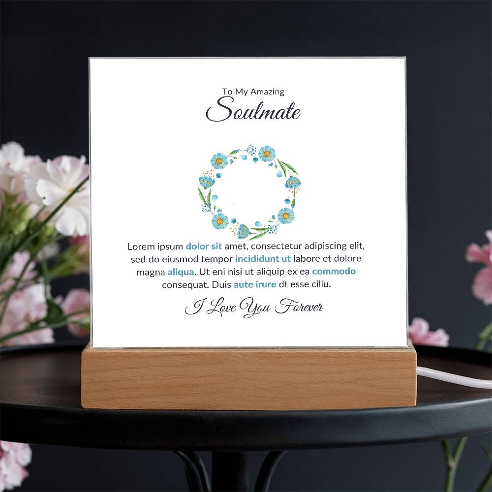 To My Amazing Soulmate Lorem Ipsum Printed Square Shaped Acrylic Plaque-Express Your Love Gifts