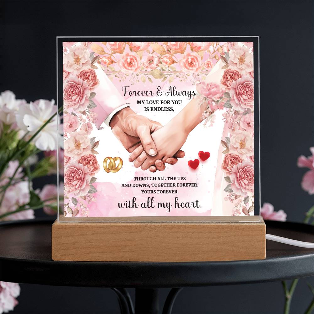 Forever and Always Printed Square Shaped Acrylic Plaque-Express Your Love Gifts