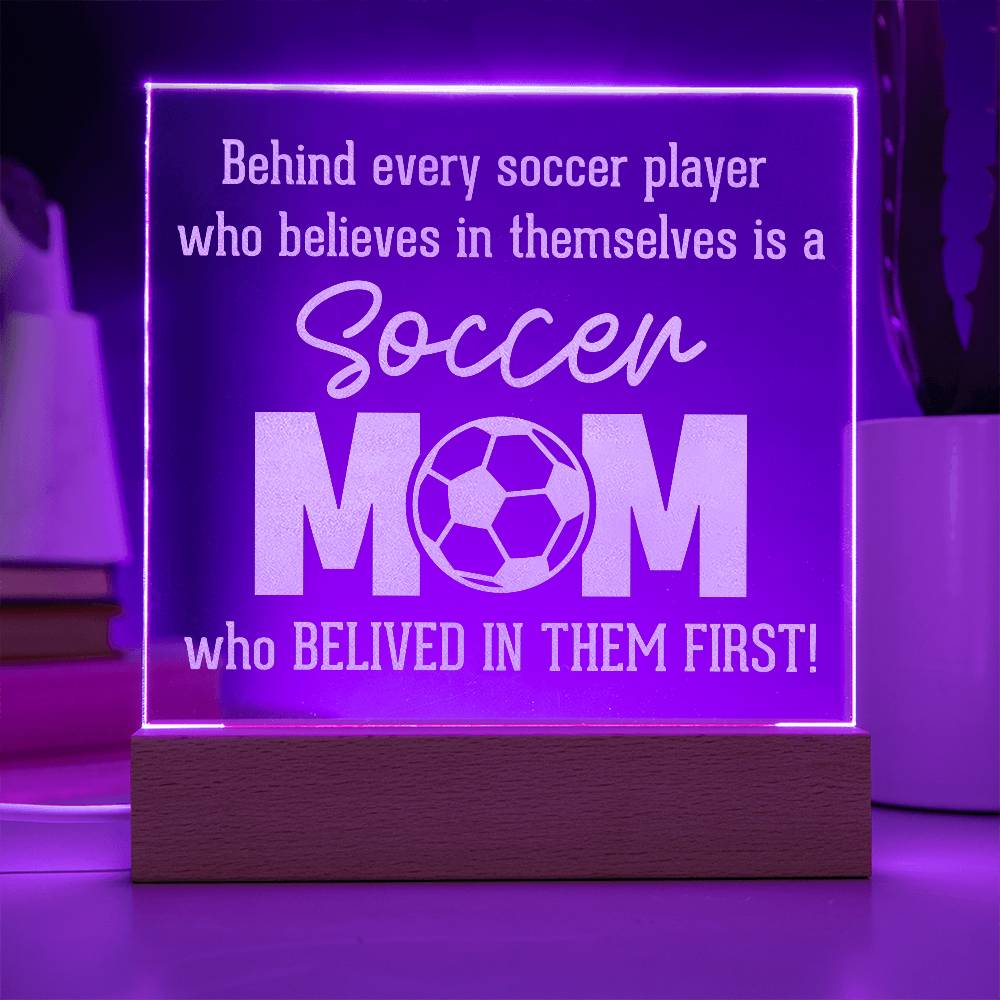 Behind Every Soccer Engraved Acrylic Square Plaque-Express Your Love Gifts