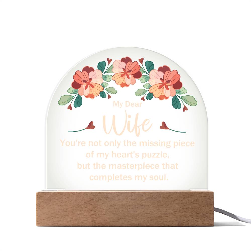 My Dear Wife My Heart's Puzzle Printed Acrylic Dome Plaque-Express Your Love Gifts