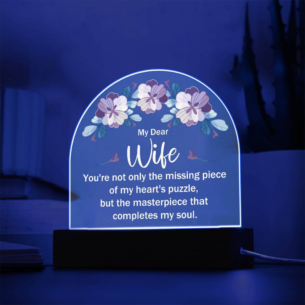 My Dear Wife My Heart's Puzzle Printed Acrylic Dome Plaque-Express Your Love Gifts